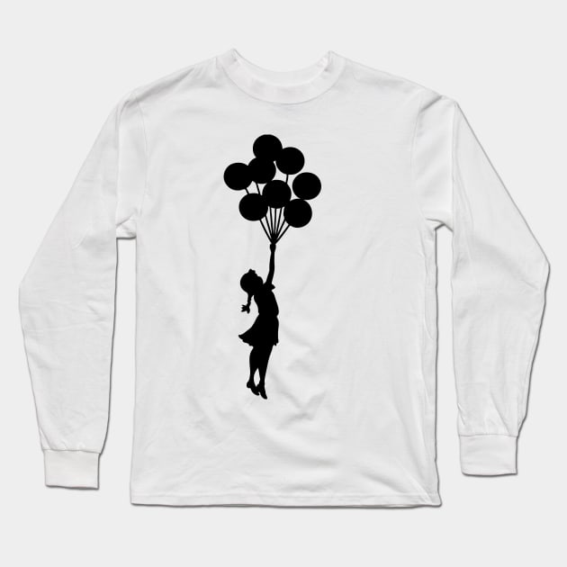 BANKSY Flying Balloon Girl Long Sleeve T-Shirt by inkstyl